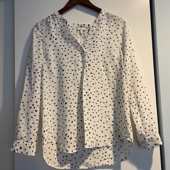 Joie Heart Print Silk Button Down Blouse medium - Picture 1 of 4